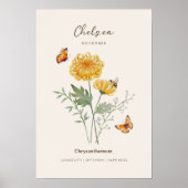 Affiche de fleur de naissance Chrysanthème (Devant)
