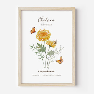 Affiche de fleur de naissance Chrysanthème