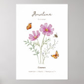 Affiche de fleur de naissance Cosmos (Devant)