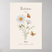 Affiche de fleur de naissance Daisy (Devant)