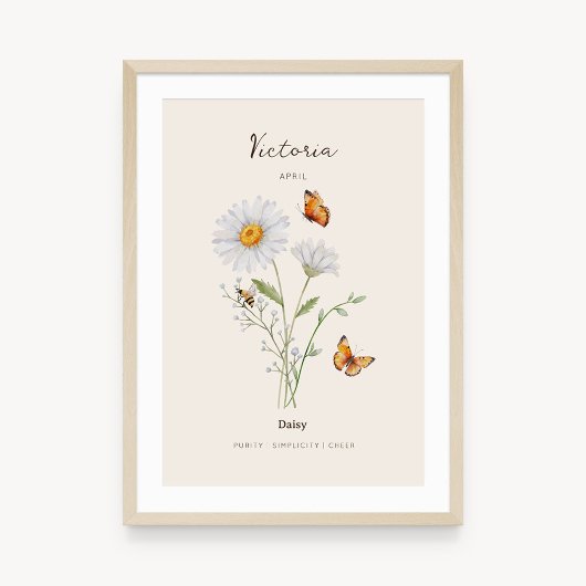 Affiche de fleur de naissance Daisy