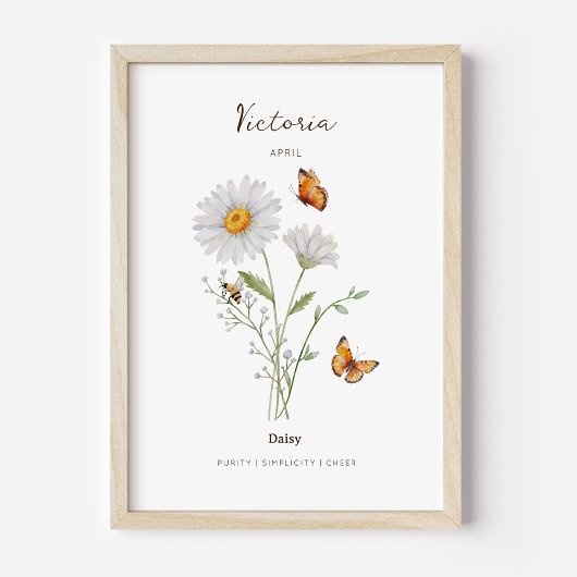 Affiche de fleur de naissance Daisy