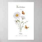 Affiche de fleur de naissance Daisy (Devant)