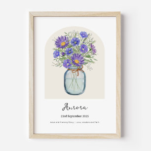 Affiche de fleur de naissance d'Aster et de Volubi