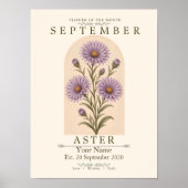 Affiche de fleur de naissance d'aster personnalisé (Devant)