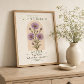 Affiche de fleur de naissance d'aster personnalisé