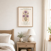 Affiche de fleur de naissance d'aster personnalisé