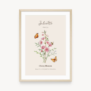 Affiche de fleur de naissance de cerisier en fleur