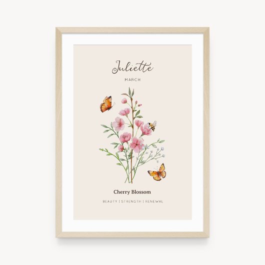 Affiche de fleur de naissance de cerisier en fleur
