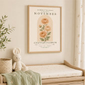 Affiche de fleur de naissance de chrysanthème de n