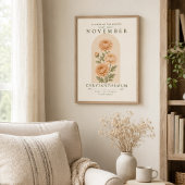 Affiche de fleur de naissance de chrysanthème de n