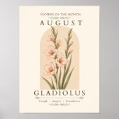 Affiche de fleur de naissance de Glaïeul d'août (Devant)