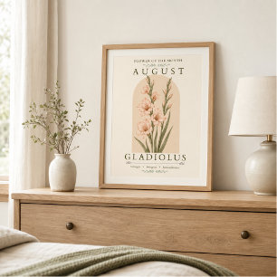 Affiche de fleur de naissance de Glaïeul d'août