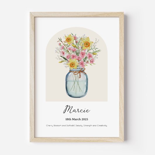 Affiche de fleur de naissance de jonquille de fleu