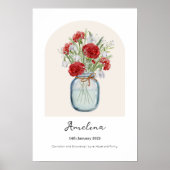 Affiche de fleur de naissance de mois de l'œillet  (Devant)