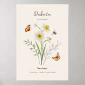 Affiche de fleur de naissance de Narcisse (Devant)