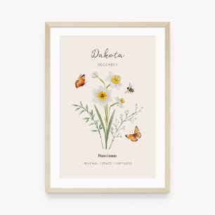 Affiche de fleur de naissance de Narcisse