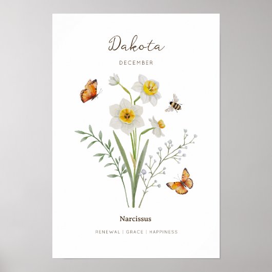 Affiche de fleur de naissance de Narcisse (Devant)