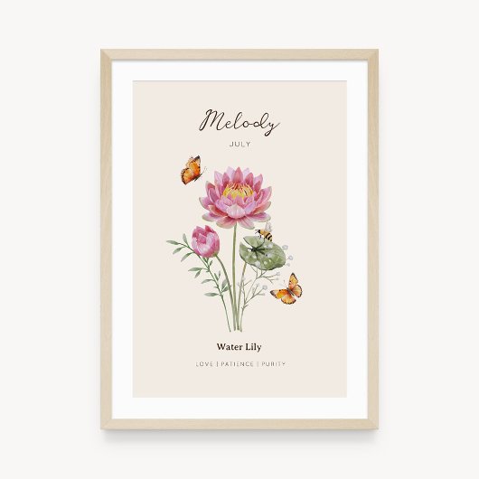 Affiche de fleur de naissance de nénuphar