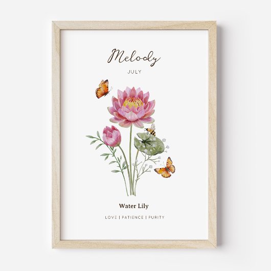 Affiche de fleur de naissance de nénuphar