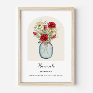 Affiche de fleur de naissance de Rose Chèvrefeuill