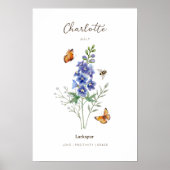 Affiche de fleur de naissance Delphinium (Devant)