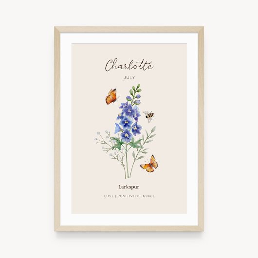 Affiche de fleur de naissance Delphinium