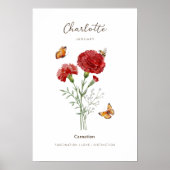 Affiche de fleur de naissance d'œillet (Devant)