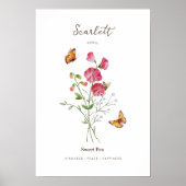 Affiche de fleur de naissance du mois de pois de s (Devant)
