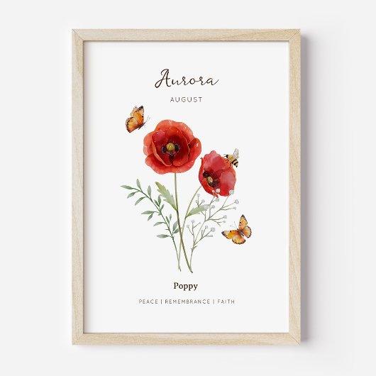 Affiche de fleur de naissance du pavot