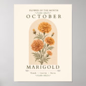 Affiche de fleur de naissance du souci d'octobre (Devant)