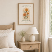 Affiche de fleur de naissance du souci d'octobre