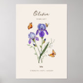 Affiche de fleur de naissance Iris (Devant)