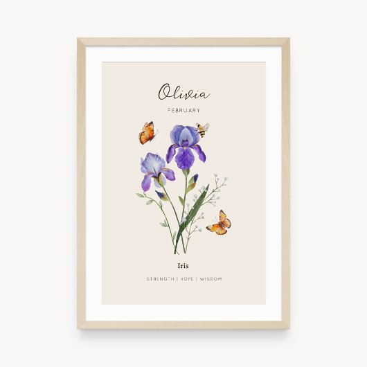 Affiche de fleur de naissance Iris