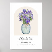 Affiche de fleur de naissance Iris Violet (Devant)