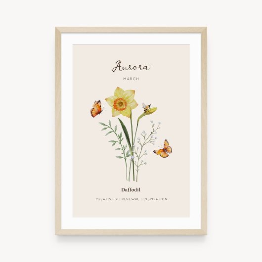 Affiche de fleur de naissance jonquille