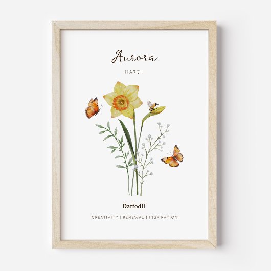 Affiche de fleur de naissance jonquille