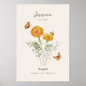 Affiche de fleur de naissance Marigold (Devant)