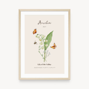 Affiche de fleur de naissance Muguet