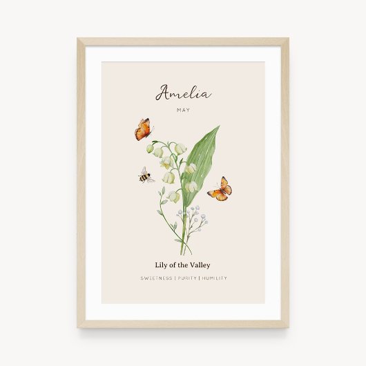 Affiche de fleur de naissance Muguet