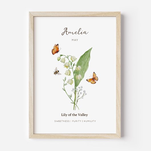 Affiche de fleur de naissance Muguet