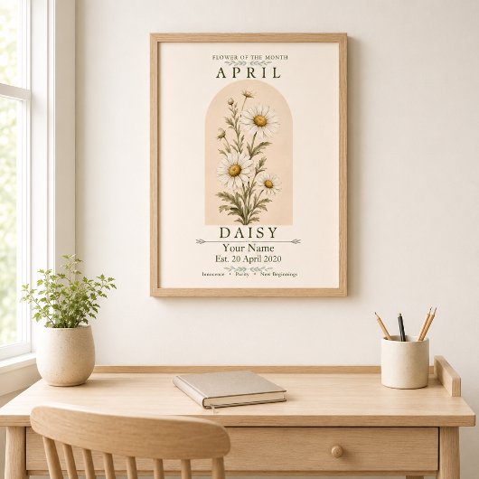 Affiche de fleur de naissance personnalisée d'avri
