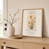 Affiche de fleur de naissance personnalisée de mar
