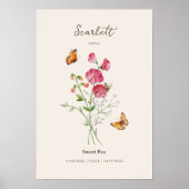 Affiche de fleur de naissance Pois de senteur (Devant)