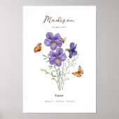 Affiche de fleur de naissance violette (Devant)