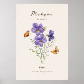 Affiche de fleur de naissance violette (Devant)