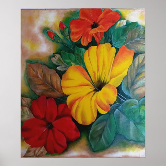 Affiche de fleur d'hibiscus tropical vibrant (Devant)