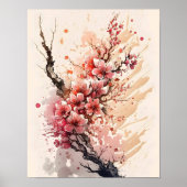 Affiche de fleurs à l'aquarelle Fleur de cerisier (Devant)
