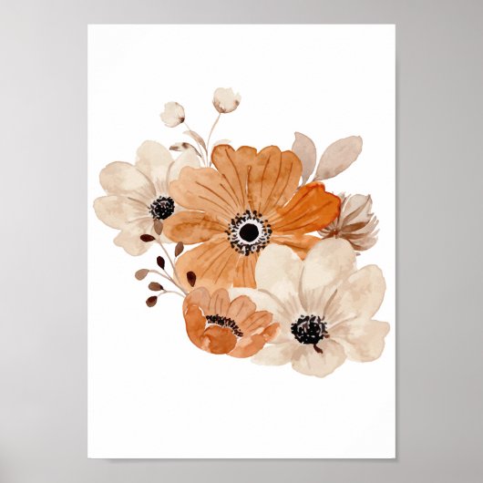 Affiche de fleurs à l'aquarelle Impression pour ch (Devant)