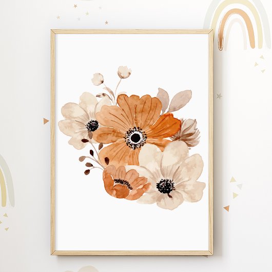 Affiche de fleurs à l'aquarelle pour chambre d'enf